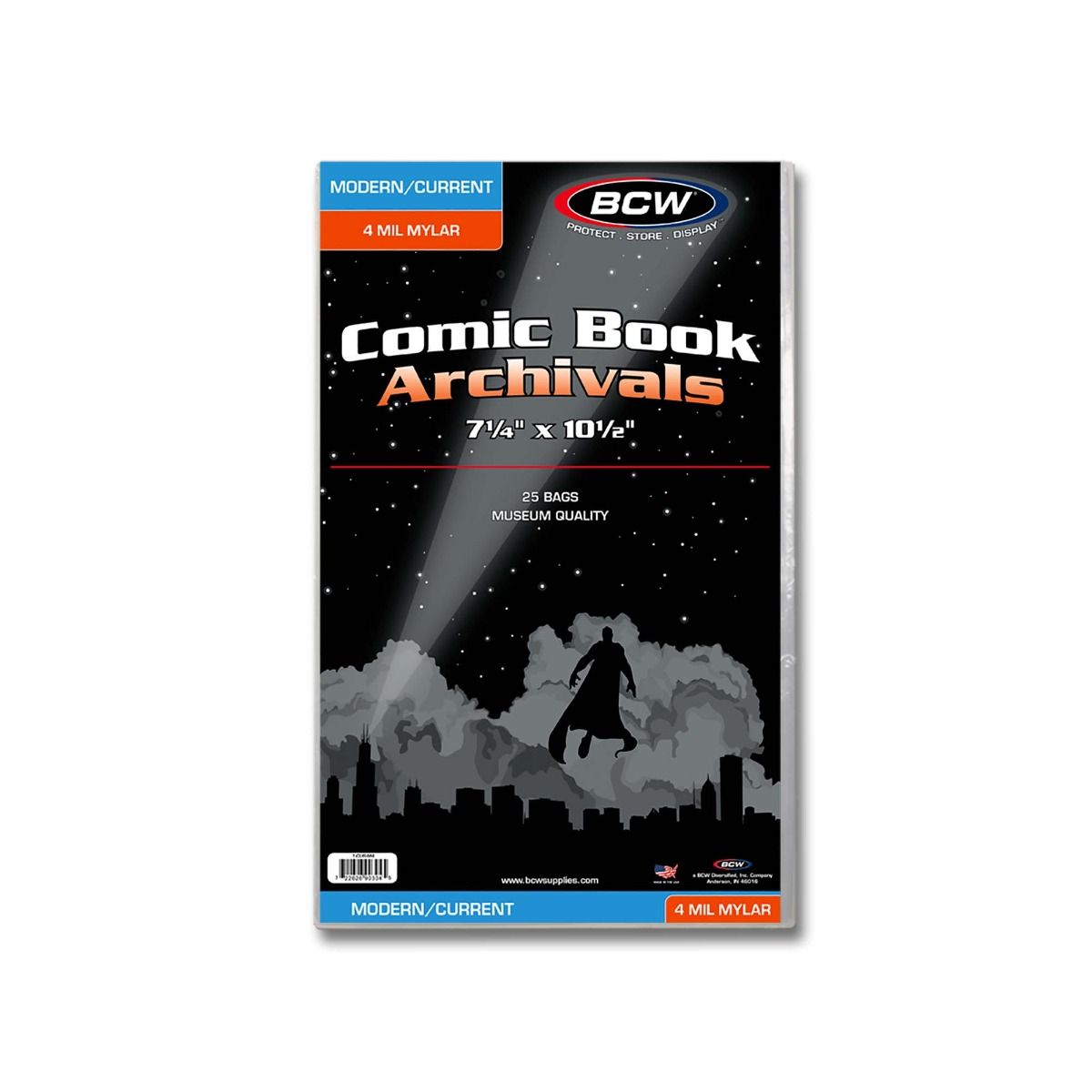 BCW 4 MIL Silver Age Comic Bags - 25 Pack Archival Mylar Protection With 1.5 Inch Flap