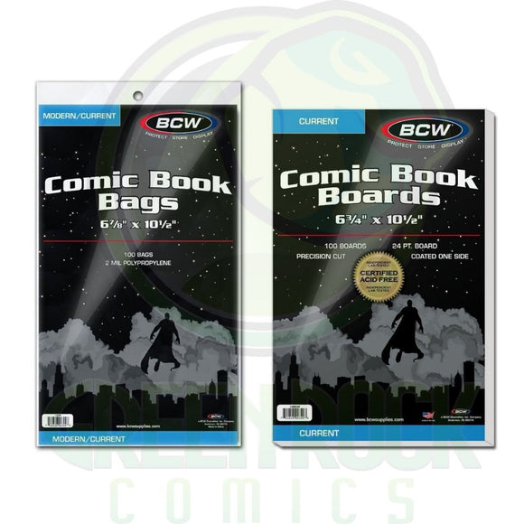 BCW Current Size Comic 100 Count Bags & Boards Bundle