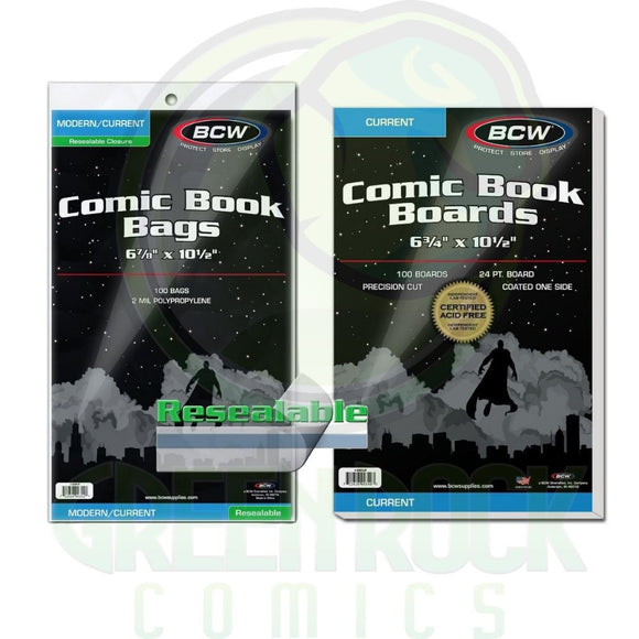 BCW Current Size Resealable Comic 100 Count Bags & Boards Bundle