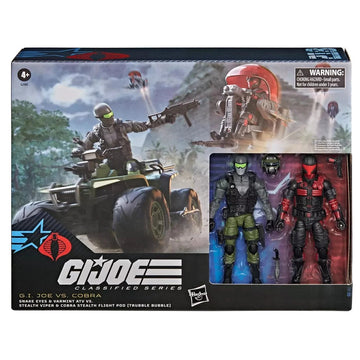 G.I. Joe Classified Series 6" #218 Snake Eyes & Varmint ATV Vs Stealth Viper & Cobra Stealth Flight Pod