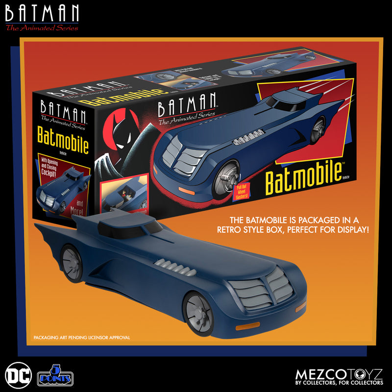 Batman Animated Series 5 Points Batmobile by Mezco Toys - July 2024!