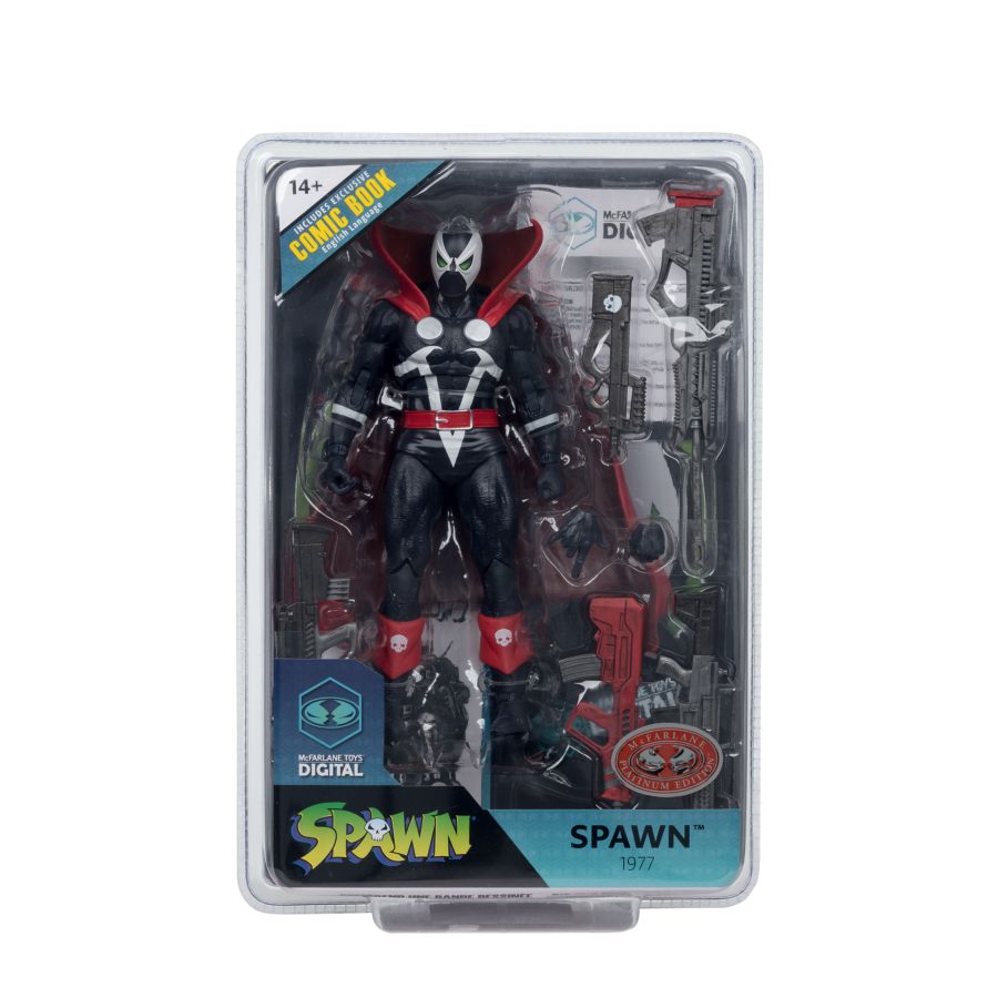 Spawn 1977 Variant Black & Red 7" Action Figure with Comic PLATINUM - McFarlane