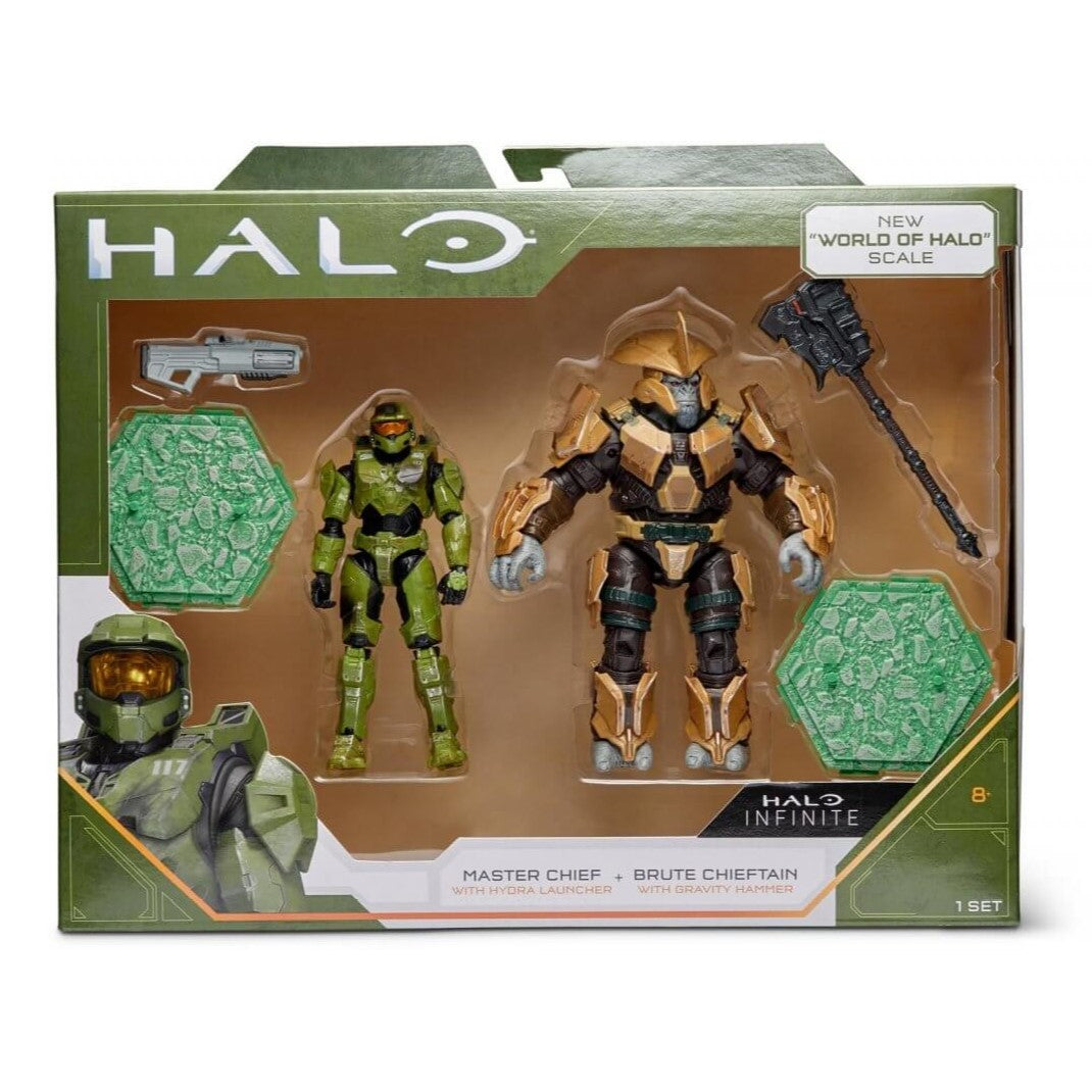 Halo Infinite 4" Master Chief and Brute Chieftain Action Figure 2 Pack