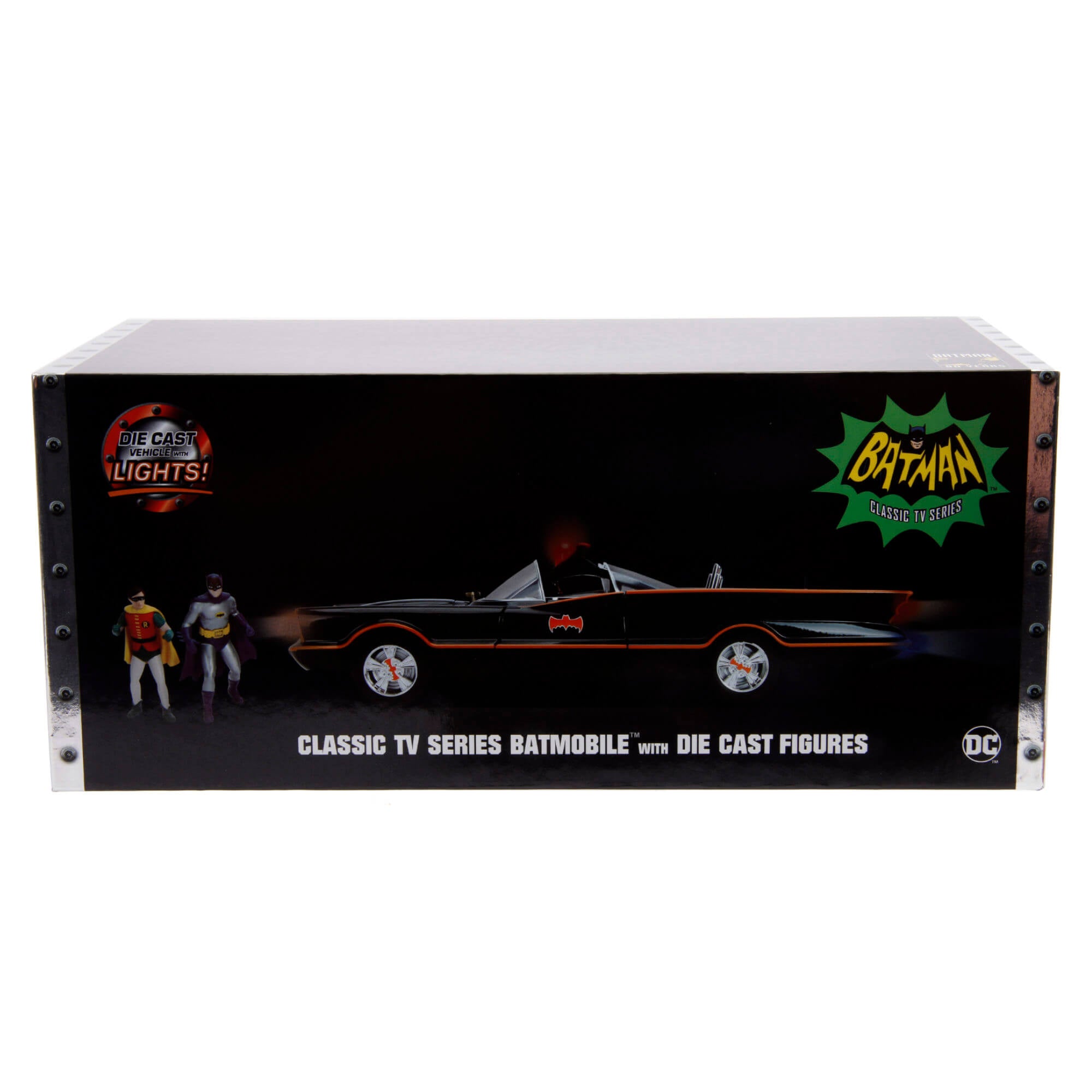 DC Comics Classic Diecast 1966 Batmobile 1:18 with Batman Robin Figs - Jada Toys