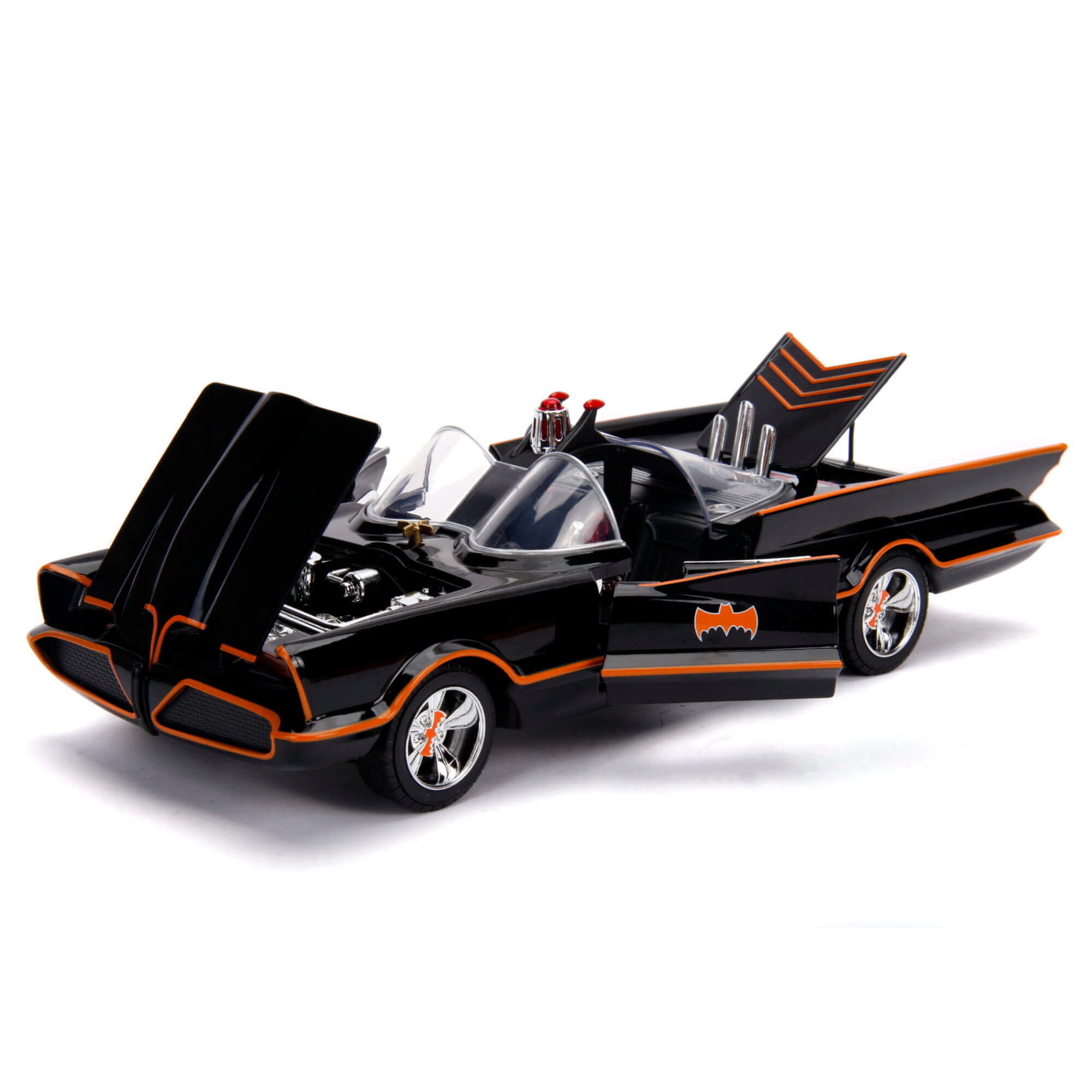 DC Comics Classic Diecast 1966 Batmobile 1:18 with Batman Robin Figs - Jada Toys