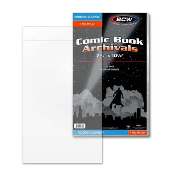 BCW Comic Book Mylar Bags Current Regular - 4 Mil - Pack of 25 - 0