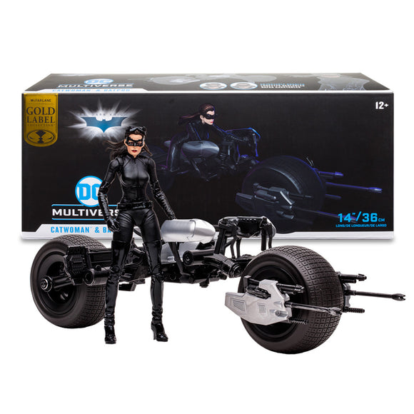 DC Multiverse Dark Knight Rises Catwoman & Batpod Gold Label