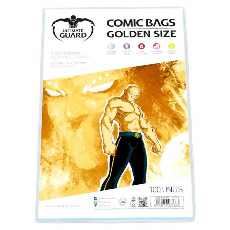Ultimate Guard Golden Size Acid-Free Comic Bags - Qty 100