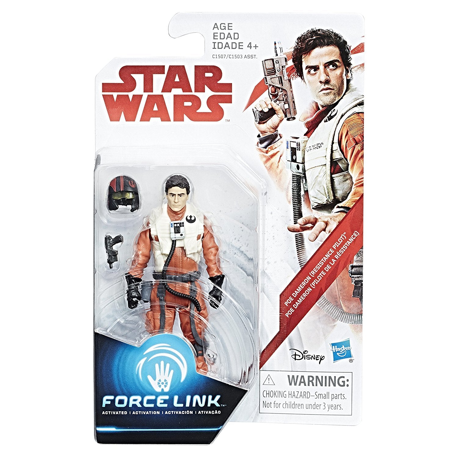 Star Wars Last Jedi Force Link 3.75" Poe Dameron Resistance Pilot