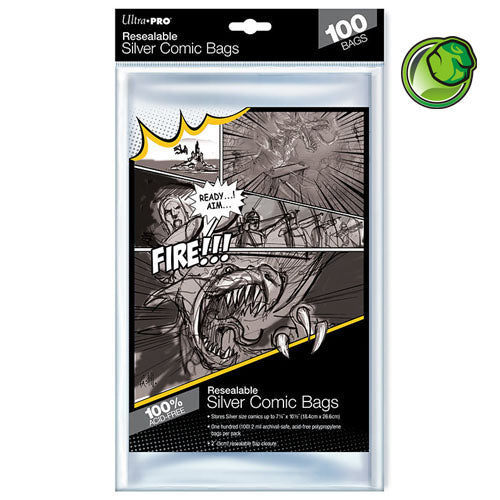 Ultra Pro Silver Size Resealable Acid-Free Comic Bags - Qty 100